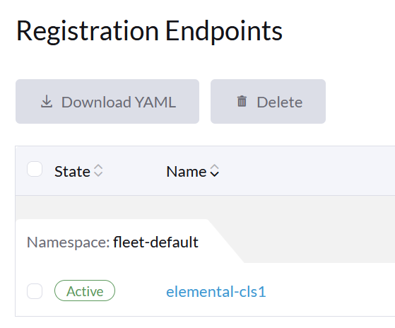 Machine registered in Registration Endpoints